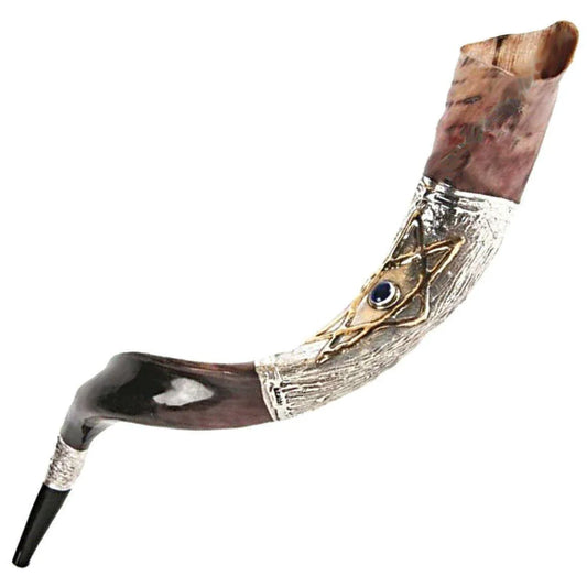 Natural Kosher Silver Plated Yemenite Shofar Kudu Horn 90-99 cm - bluewhiteshop