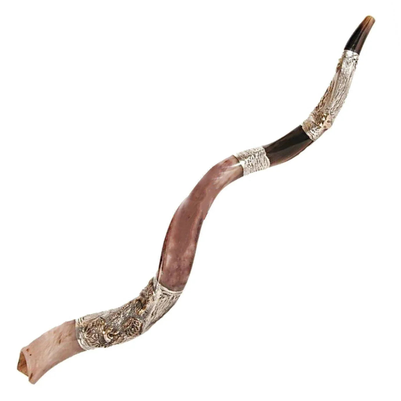 Natural Kosher Yemenite Shofar Kudu Horn Silver Plated 100-109 cm - bluewhiteshop