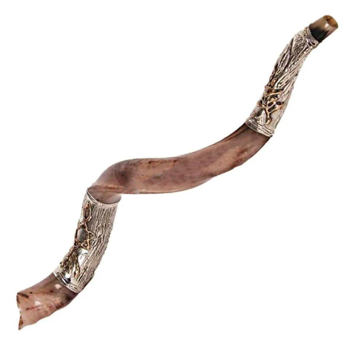 Natural Kosher Yemenite Shofar Kudu Horn Silver Plated 100-109 cm - bluewhiteshop