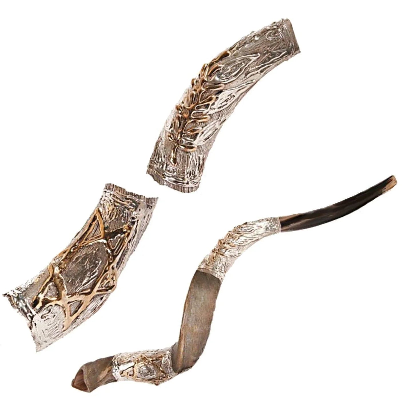 Natural Kosher Yemenite Shofar Kudu Horn Silver Plated 100-109 cm - bluewhiteshop