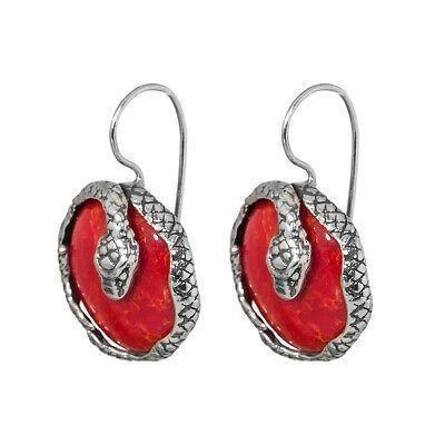 Natural Red Coral Gemstone Handmade Earrings Sterling silver 925 from Israel - bluewhiteshop