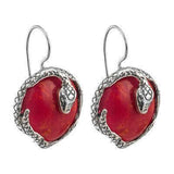Natural Red Coral Gemstone Handmade Earrings Sterling silver 925 from Israel - bluewhiteshop