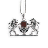 Necklace Lion of Judah and Menorah with Jerusalem Nano Bible | Torah - bluewhiteshop