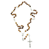 Olive wood beads rosary with Holy Soil from Jerusalem - bluewhiteshop