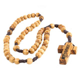 Olive Wood Rosary Beads with Christian Cross from the Holy Land Bethlehem 13" - bluewhiteshop