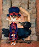 Painting Tower Guard 50x60cm Acrylic on Rice Paper by A. Ishchenko - bluewhiteshop
