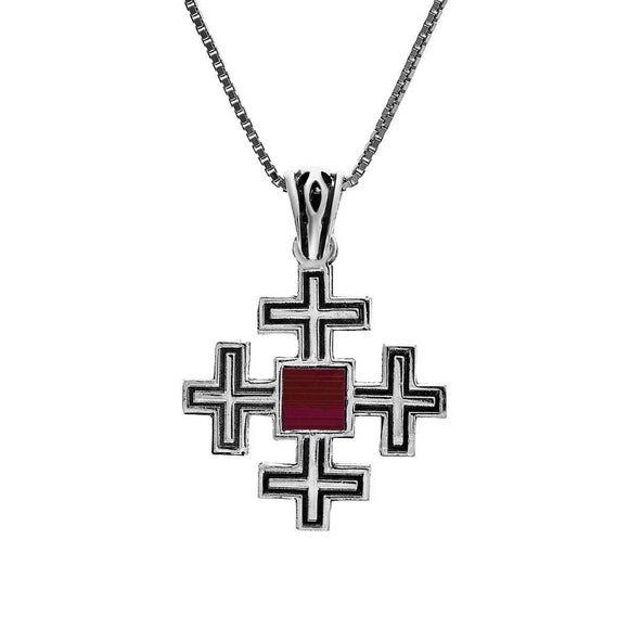 Pectoral Jerusalem Cross with Nano Bible New Testament Pendant Necklace Silver 925 - bluewhiteshop