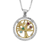 Pendant Tree of Life Multicolor Crystals CZ Silver 925 Gold 9K - bluewhiteshop