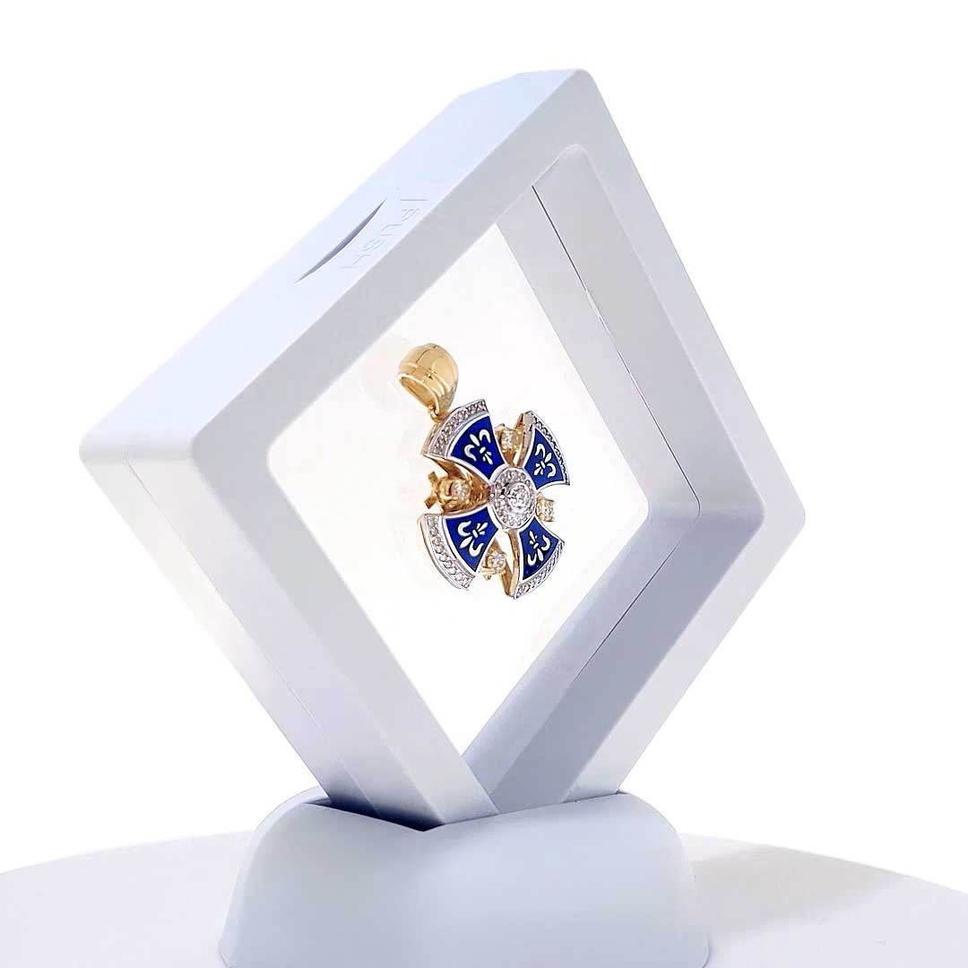 Diamond Jerusalem Cross. 14K White & Yellow Gold. Diamonds in a boх