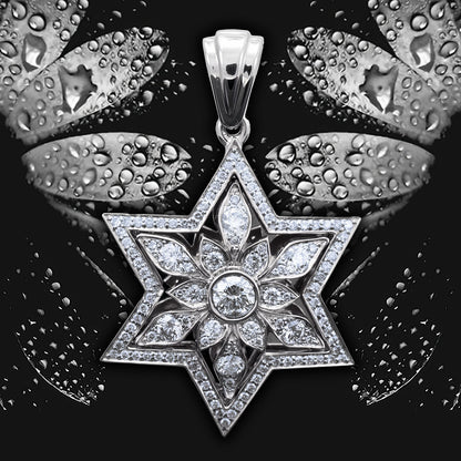 Star of David Diamond necklace White Gold 14K 109 Diamonds