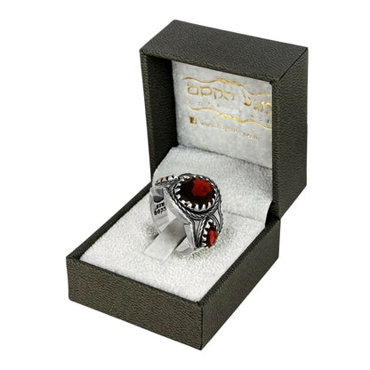 Ring Natural Wine Red Garnet Gemstone Sterling Silver Jewelry - bluewhiteshop