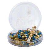 Rosary Beads Blue Crystal Beaded Gold Plated Necklace with Madonna Medal - bluewhiteshop