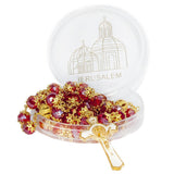Rosary with Miraculous Medal | Beads Red Crystal Gold Plated Necklace - bluewhiteshop