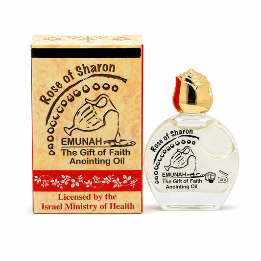 Rose of Sharon anointing oil from Jerusalem with decorative glass bottle and gift box