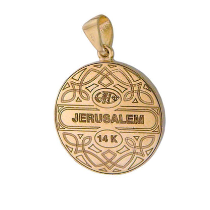 Round Star of David pendant Gold 14K Diamonds with Blue Enamel - bluewhiteshop