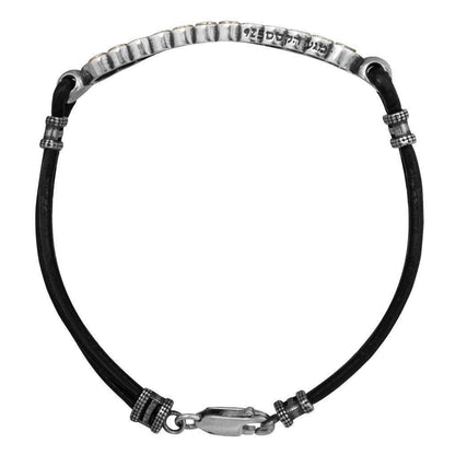 Rubber Kabbalah Mens bracelet 12 Hoshen stones Sterling Silver - bluewhiteshop