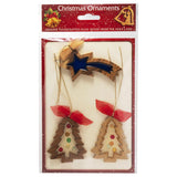 Set Handcrafted Olive Wood Christmas Ornaments (3 piece) - bluewhiteshop