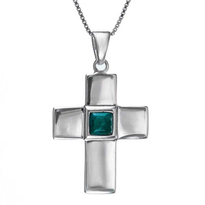 Silver 925 Cross with Jerusalem Nano Bible and Eilat Stone - bluewhiteshop