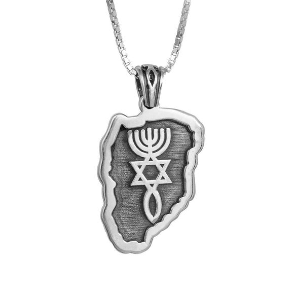 Silver 925 Pendant with Messianic Seal Jewish Christian Jewelry Necklace - bluewhiteshop