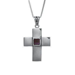 Silver Cross Necklace with Jerusalem Nano Bible - bluewhiteshop