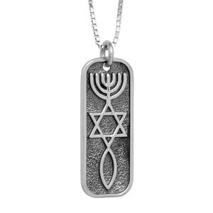 Silver Pendant Tag with Messianic Seal Jewish Christian Jewelry Silver 925 - bluewhiteshop