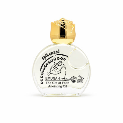 Spikenard anointing oil bottle with golden rose-shaped cap