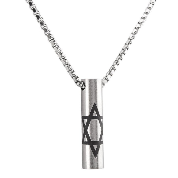 Stainless Steel Pendant with Star of David Jewish Jewelry - bluewhiteshop
