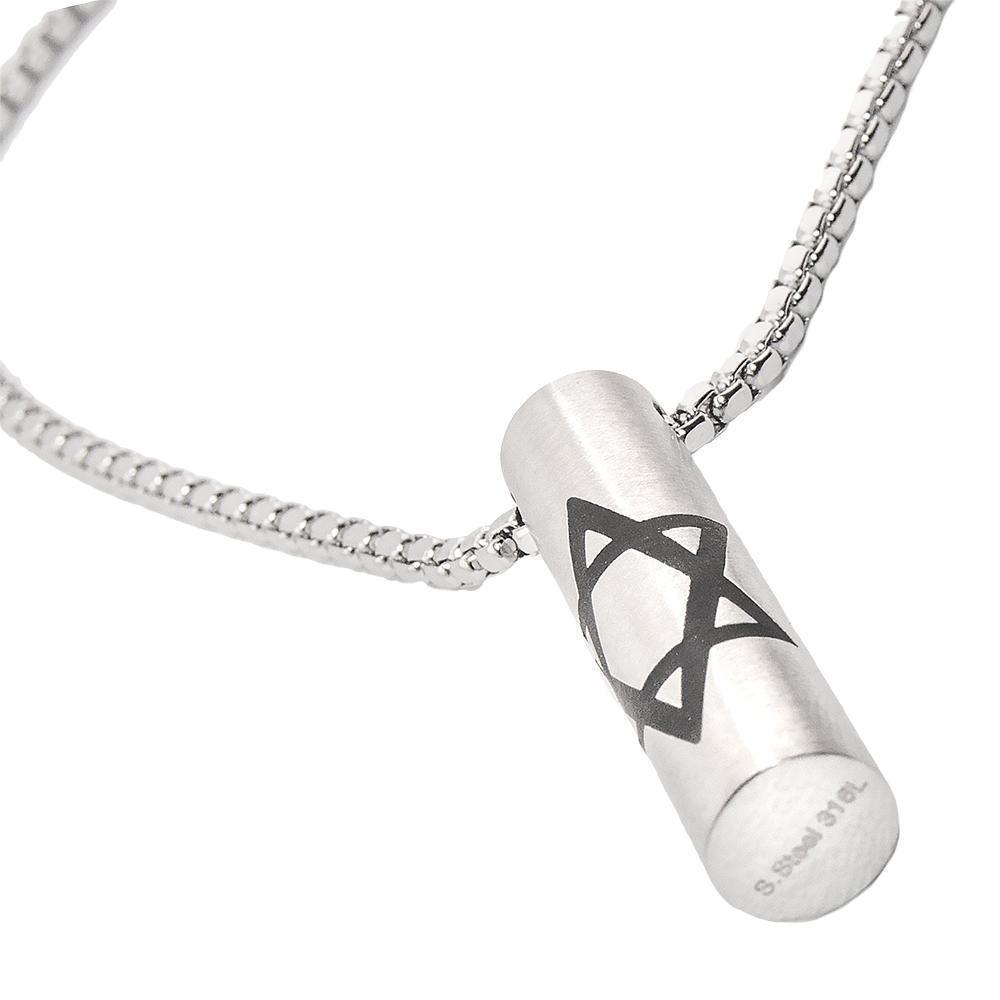 Stainless Steel Pendant with Star of David Jewish Jewelry - bluewhiteshop