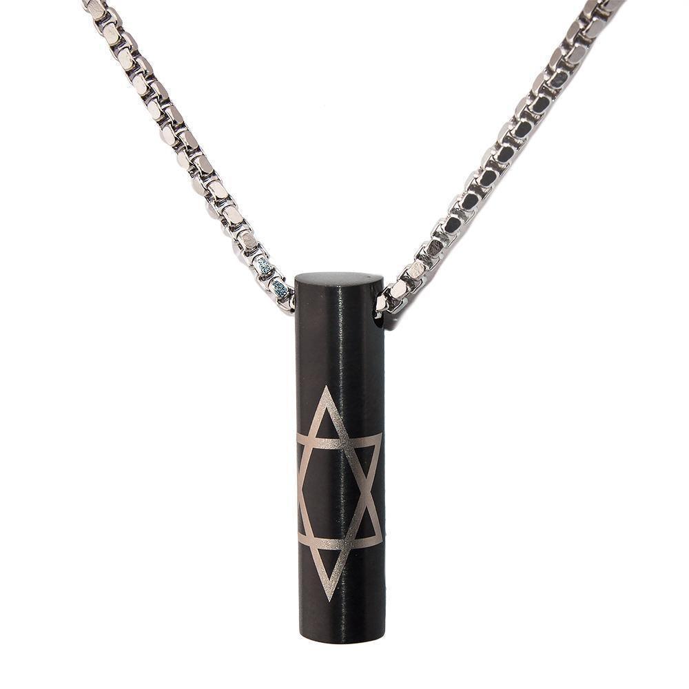 Stainless Steel Pendant with Star of David Jewish Jewelry - bluewhiteshop