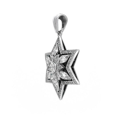 Star of David Diamond necklace White Gold 14K 108 Diamonds by Anbinder - bluewhiteshop