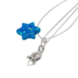 Star of David Opal with Silicon Chain Jewish Jewelry - bluewhiteshop