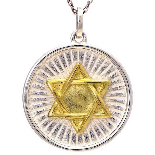 Sterling Silver and Brass Star of David Necklace - bluewhiteshop