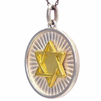 Sterling Silver and Brass Star of David Necklace - bluewhiteshop