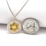 Sterling Silver and Brass Star of David Necklace - bluewhiteshop