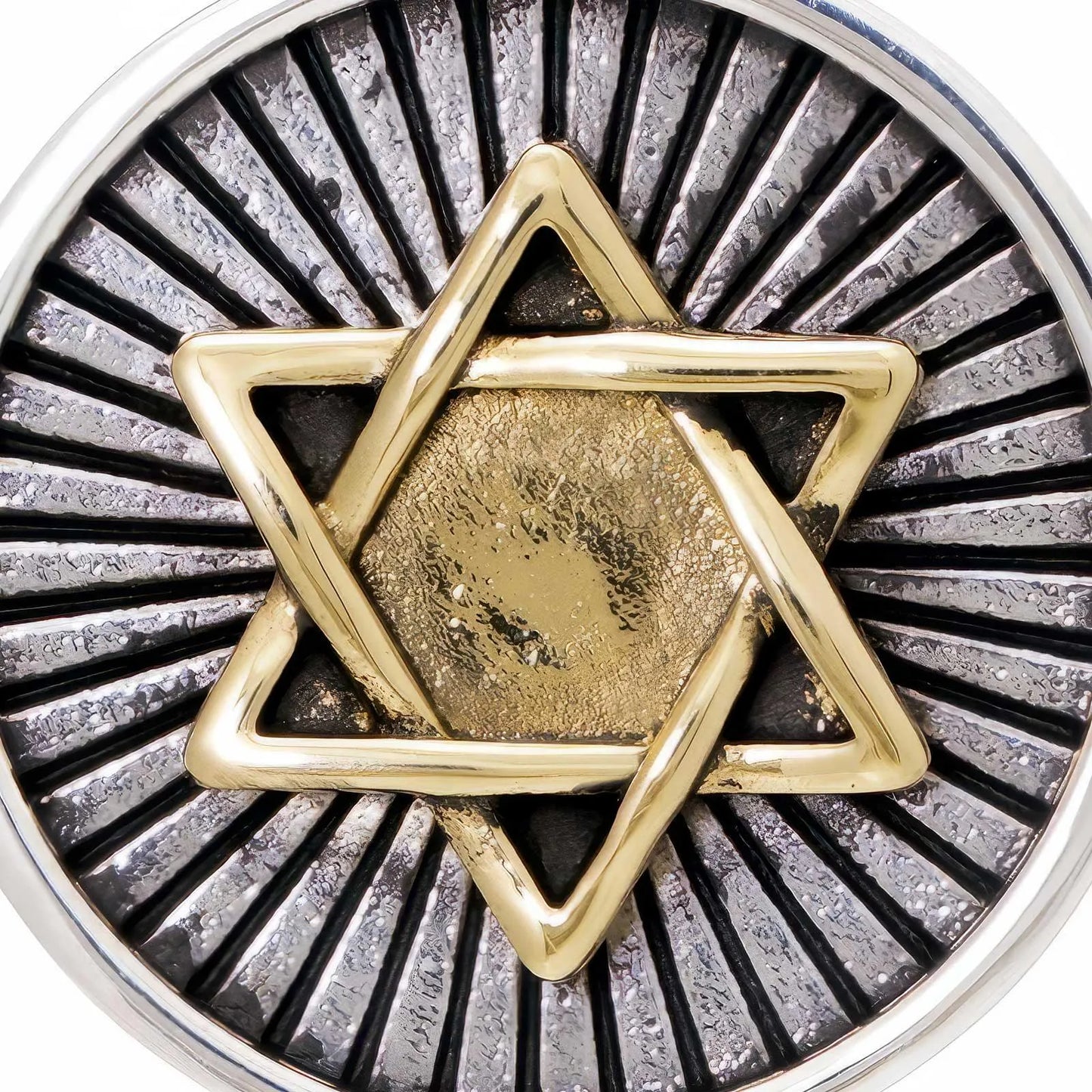 Sterling Silver Oxidized and Brass Star of David Necklace - bluewhiteshop