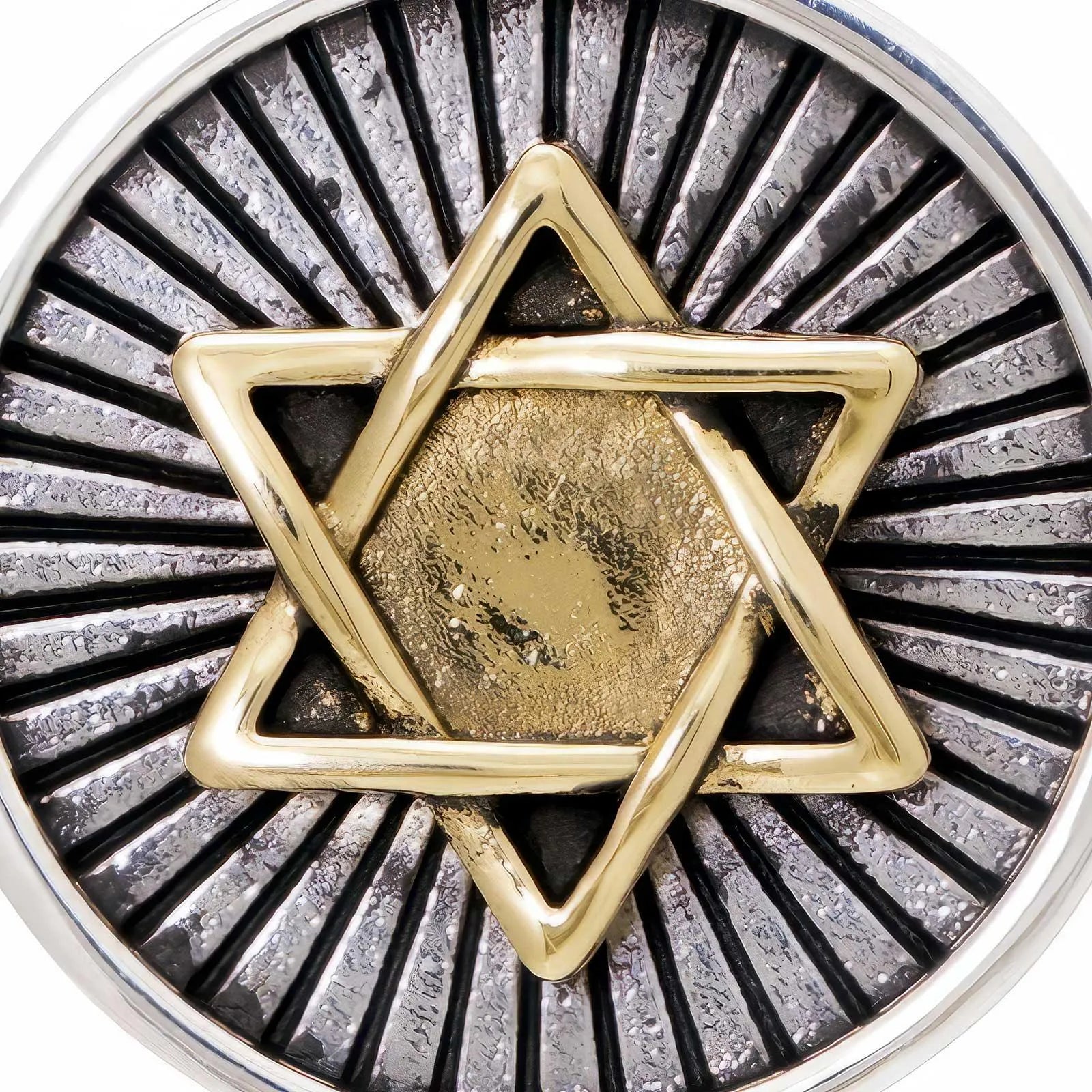 Sterling Silver Oxidized and Brass Star of David Necklace - bluewhiteshop