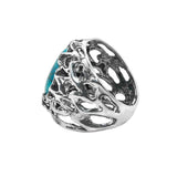 Sterling Silver Ring with Chrysocolla King Solomon Eilat Stone - bluewhiteshop
