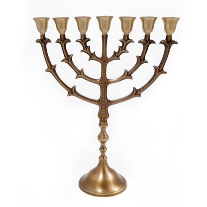 Traditional Seven Branched Menorah 12,2 inch Antique Bronze - bluewhiteshop