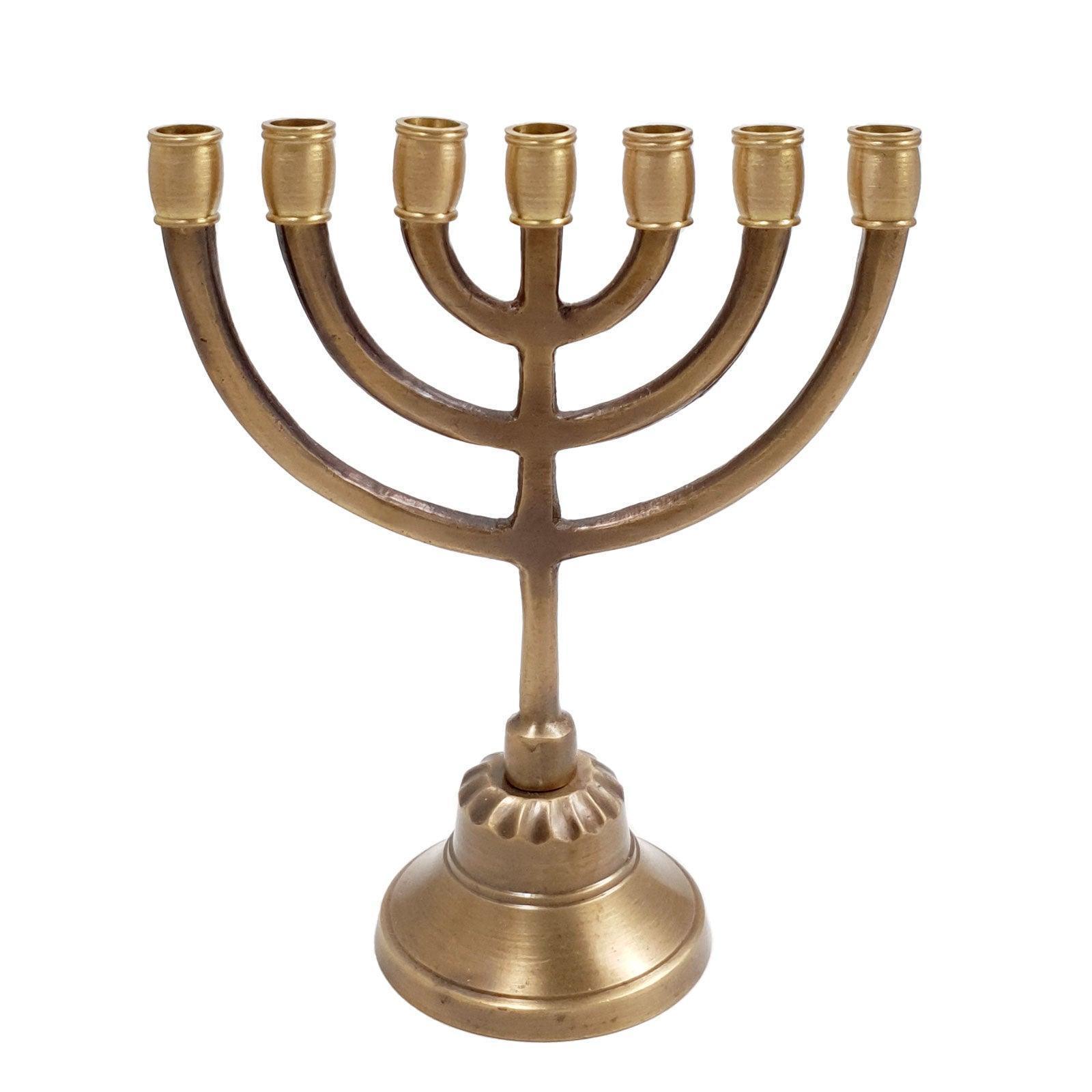 Traditional Seven Branched Menorah 5,5 inch Antique Bronze - bluewhiteshop