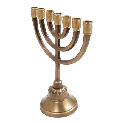 Traditional Seven Branched Menorah 5,5 inch Antique Bronze - bluewhiteshop