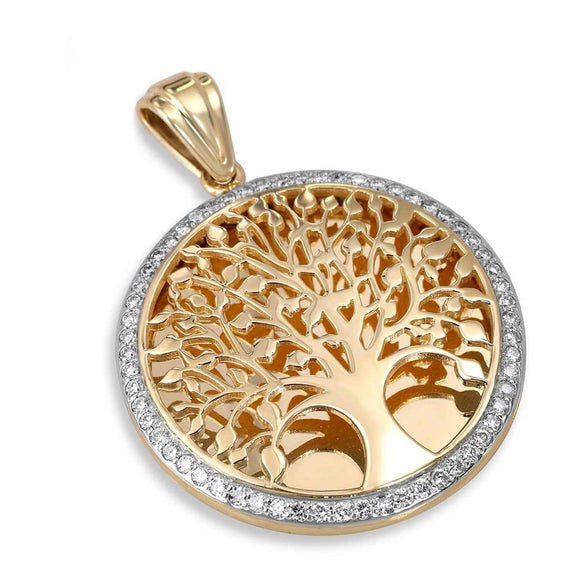Tree of Life necklace Gold 14K & 60 Diamonds Jewelry by Anbinder - bluewhiteshop