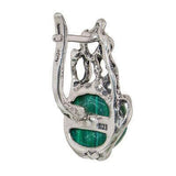 Unique Sterling Silver Earings with Genuine Natural Malachite Gemstone Handmade - bluewhiteshop