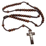 Wooden beads Rosary with Christian Cross Crucifix from Jerusalem Holy Land 18'' - bluewhiteshop