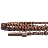 Wooden beads Rosary with Christian Cross Crucifix from Jerusalem Holy Land 18'' - bluewhiteshop