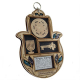Wooden Home Blessing Hamsa Hand made with Semi-Precious Stones 7.6" - bluewhiteshop